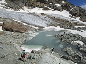 Il lago di fusione del ghiacciaio