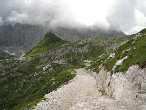 La stradina tra Cima Bianca e il Rifugio Albani