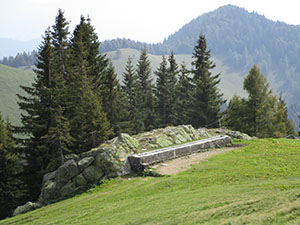 La grande vasca abbeveratoio a monte dell'Alpe Gambetta