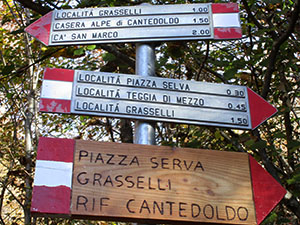 Quarto itinerario - I segnavia dove inizia il sentiero