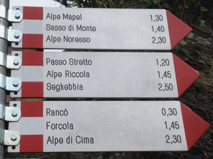 PRIMO ITINERARIO: Segnavia a Dasio