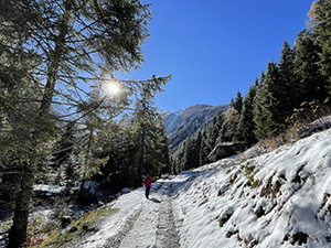 Sulla strada leggermente innevata