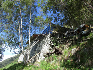 Passiamo sotto al rifugio rientrando nel bosco