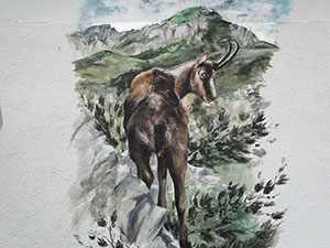 Affresco sul muro del rifugio