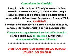 Comunicato affisso sulla porta della baita