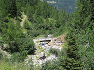 Ponte al bivio dove si stacca il percorso che conduce in Val Verva