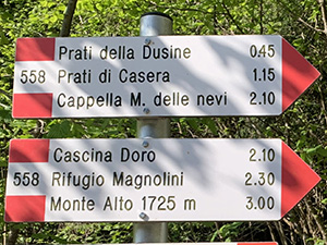 Segnavia 558 al parcheggio