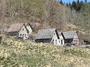 Cominciamo a vedere le baite dell'Alpe Piana del Ponte