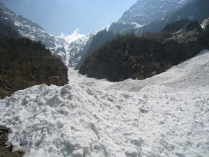 Il canalone della Malgina con la neve