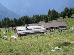 La baita e la stalla della malga