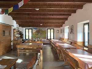 La sala pranzo del rifugio