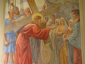 Affresco nella cappella della VIII stazione della Via Crucis