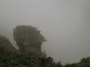 Tra la nebbia spunta uno strano figuro