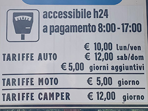 Le tariffe del parcheggio