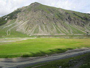 La prima parte del Lago di Livigno prosciugato